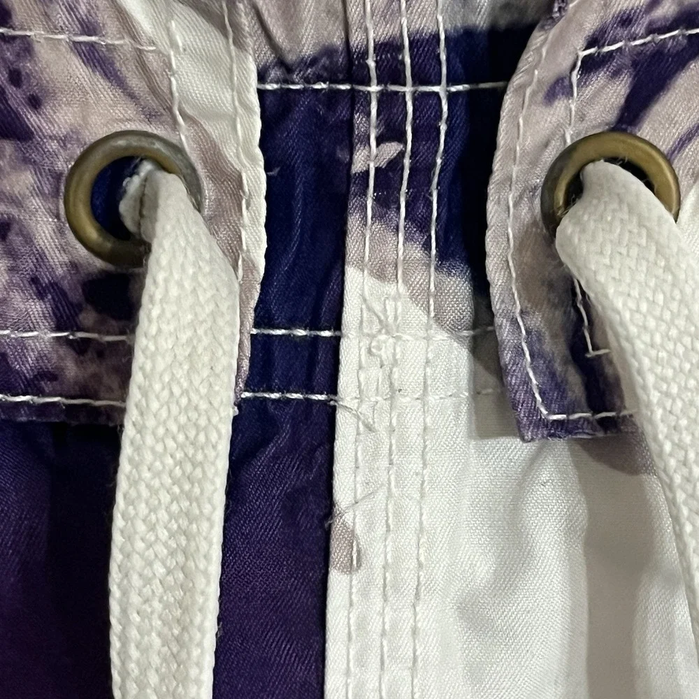 Sakkas Men's Purple‎ & White Lined Swim Trunks Board Shorts Size Large Beach